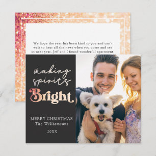 Tarjeta Pequeña Navidades de fotografía Personalizados brillantes 