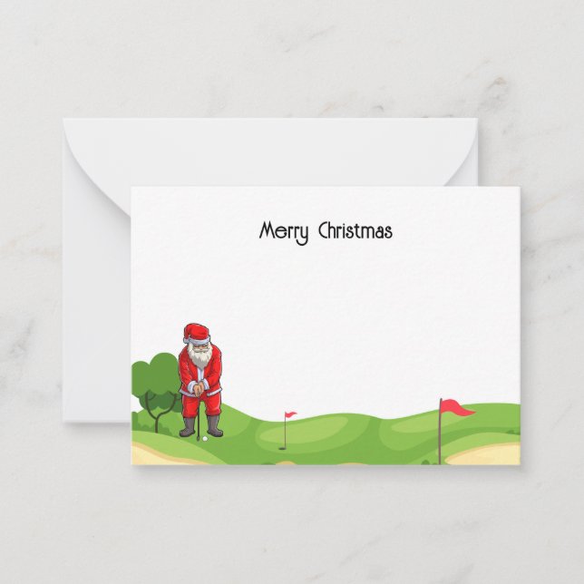 Tarjeta Pequeña Navidades de golf de Santa Claus (Anverso)