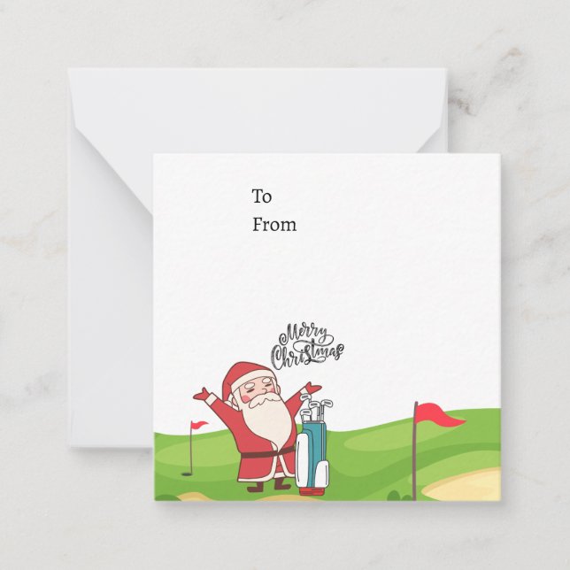 Tarjeta Pequeña Navidades de golf de Santa Claus Holiday Funny (Anverso)