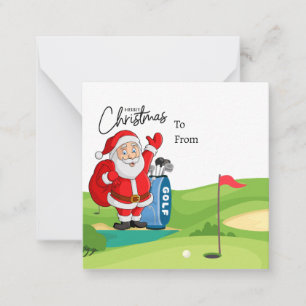 Tarjeta Pequeña Navidades de golf de Santa Claus Holiday Funny