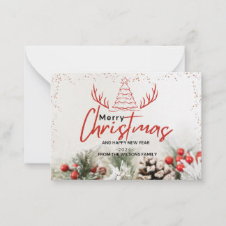 Tarjeta Pequeña navidades de invierno elegantes de estilo rústico