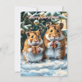 Tarjeta Pequeña Navidades de Navidades de Hamsters con regalos
