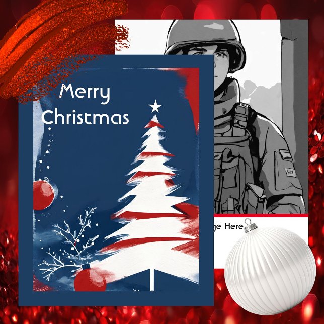 Tarjeta Pequeña Navidades de Patriotic Military USA (Modern Patriotic Design -  Unique Art by Pansylee for Pretty Postals - Mail Made Modern)
