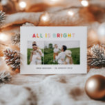 Tarjeta Pequeña navidades de presupuesto 2 collage de fotos color<br><div class="desc">presupuesto Foto 2 Navidades de collage rainbow colorido stripe todo es una divertida y brillante colección de vacaciones familiares.</div>