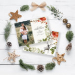 Tarjeta Pequeña navidades de presupuesto estag foto rojo y verde<br><div class="desc">Vacaciones más felices vacaciones acuarela follaje estag foto Navidades tarjeta de vacaciones. Navidades rústico follaje foto rojo y verde</div>
