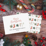 Tarjeta Pequeña navidades de presupuesto galletas bebidas caramelo<br><div class="desc">Un divertido diseño festivo con las acuarelas favoritas del invierno - chocolate caliente,  caña de caramelos,  surtido. Feliz Navidad con letra de escritura contemporánea,  perfecta para celebrar la temporada navideña. puede ser editada,  parte de una colección.</div>