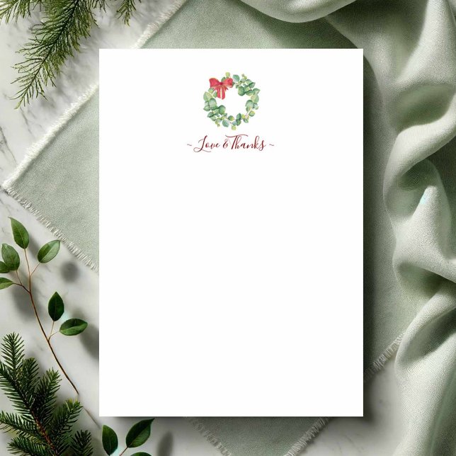 Tarjeta Pequeña Navidades de recién casados Gracias Cartas (Personalized Christmas notecards watercolor wreath art by Victoria Grigaliunas Do Tell A Belle)