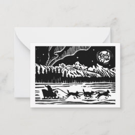 Tarjeta Pequeña Navidades de Santa con Perro Sleigh en la carta de