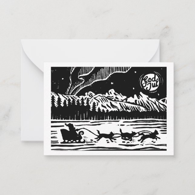 Tarjeta Pequeña Navidades de Santa con Perro Sleigh en la carta de (Anverso)