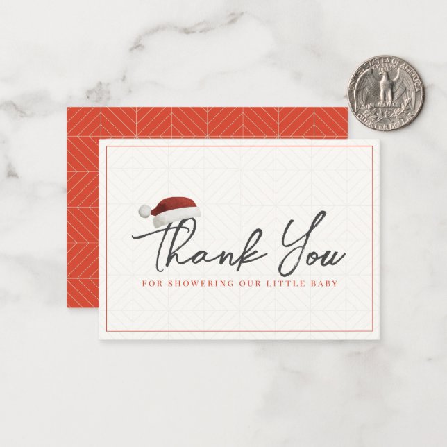 Tarjeta Pequeña Navidades de Santa Hat Baby Shower Gracias (Anverso/Reverso In Situ)