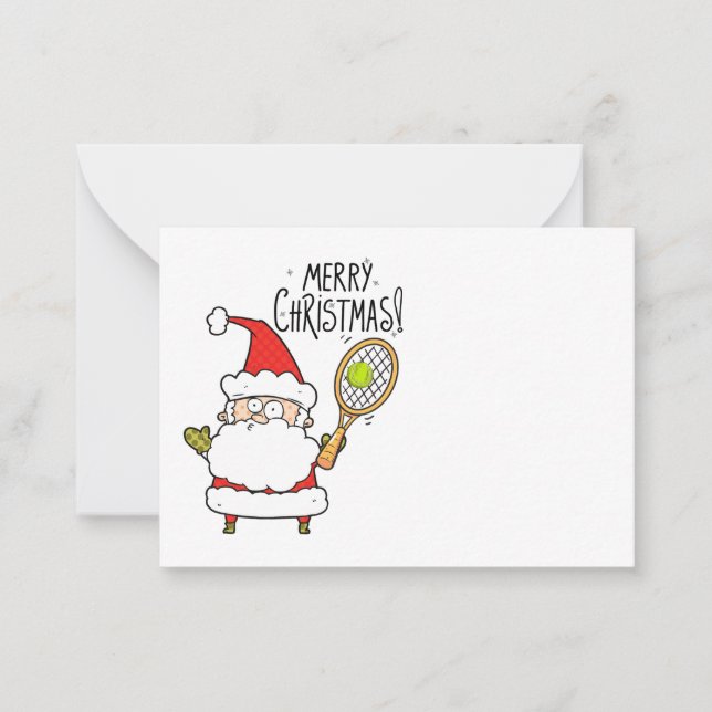 Tarjeta Pequeña Navidades de tenis de vacaciones con baile y Santa (Anverso)