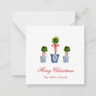 Tarjeta Pequeña Navidades de Topiaries de color agua