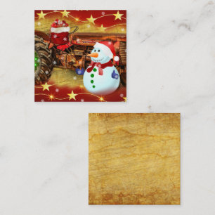 Tarjeta Pequeña Navidades de Tractores de Granja Roja Vintage