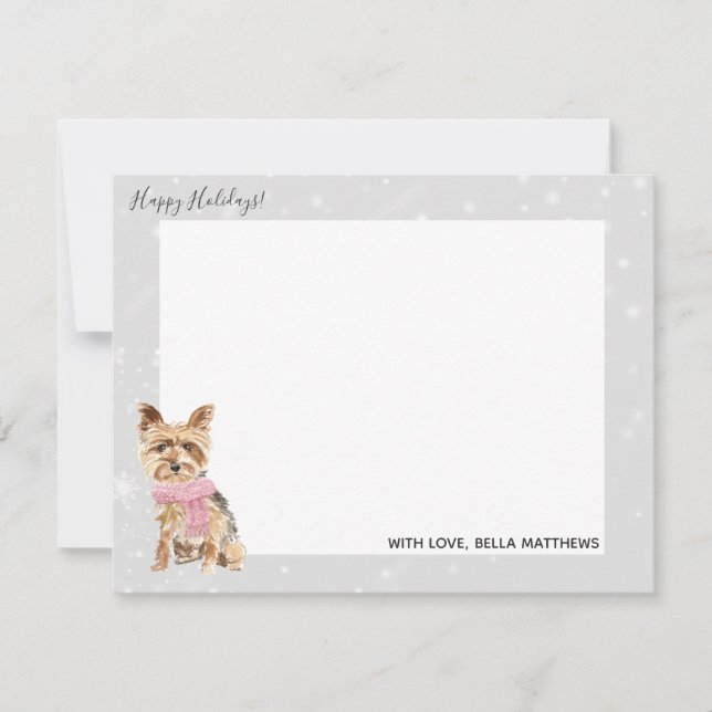 Tarjeta Pequeña Navidades de vacaciones Terrier de Yorkie Yorkshir (Anverso)