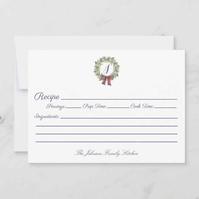 Tarjeta Pequeña Navidades de vacaciones usan receta de familia de  (Anverso)