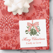 Navidades de Watercolor Bow Mistletoe