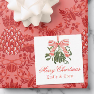 Tarjeta Pequeña Navidades de Watercolor Bow Mistletoe