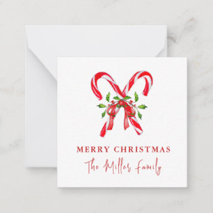 Tarjeta Pequeña Navidades de Watercolor Candy Cane
