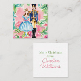 Tarjeta Pequeña Navidades de Watercolor Nutcracker y Clara