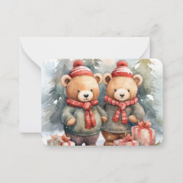 Tarjeta Pequeña Navidades de Woodlawn: Osos cómodos