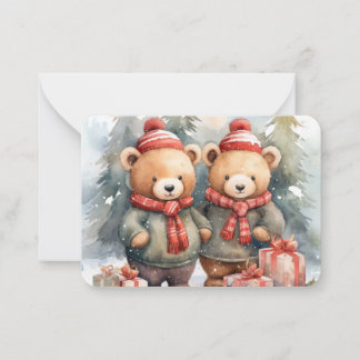 Tarjeta Pequeña Navidades de Woodlawn: Osos cómodos