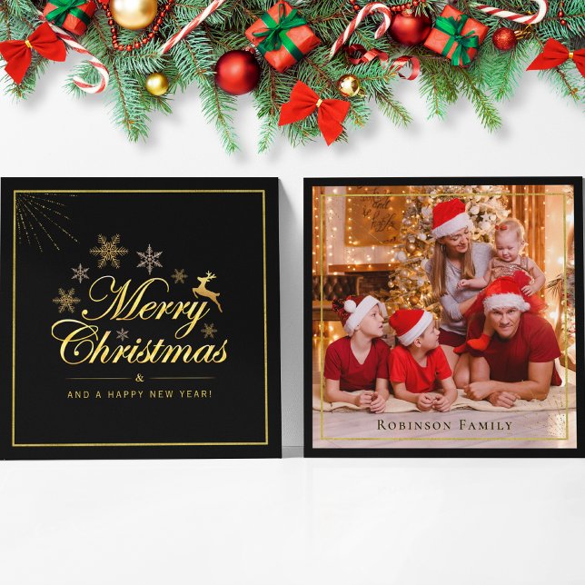 Tarjeta Pequeña Navidades elegantes 1 Foto de escritura negra y do (Subido por el creador)