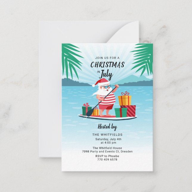 Tarjeta Pequeña Navidades en julio Fiesta BBQ Beach (Anverso)