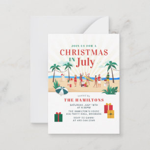 Tarjeta Pequeña Navidades en julio Fiesta de verano familiar moder