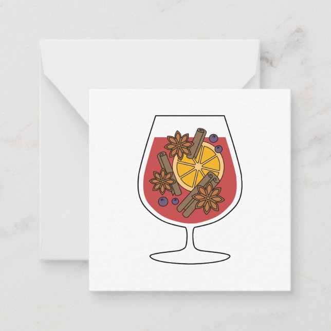 Tarjeta Pequeña Navidades feriados vino tinto molido bebida picant (Anverso)