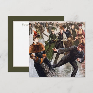 Tarjeta Pequeña navidades festivos patinando en hielo