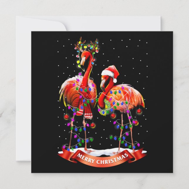 Tarjeta Pequeña Navidades Flamingos Classic (Anverso)