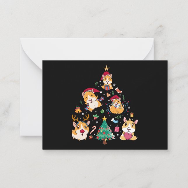 Tarjeta Pequeña Navidades Guinea Cerdos Navidad Árbol vacaciones D (Anverso)