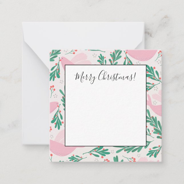 Tarjeta Pequeña Navidades hechos a mano Rama de la paloma de la ol (Anverso)