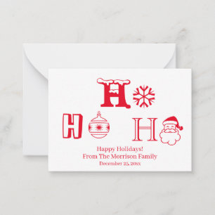 Tarjeta Pequeña Navidades Ho Ho Ho Ho Ho nombre de costumbre rojo