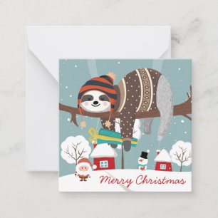 Tarjeta Pequeña Navidades inteligentes Sloth