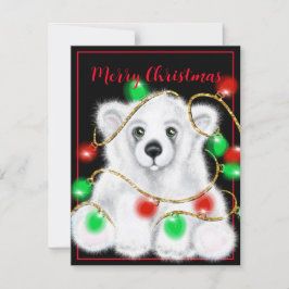 Tarjeta Pequeña Navidades lindo oso polar cachorro, cachorro de os