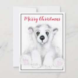 Tarjeta Pequeña Navidades lindo oso polar cachorro, cachorro de os