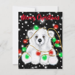 Tarjeta Pequeña Navidades lindo oso polar cachorro, cachorro de os