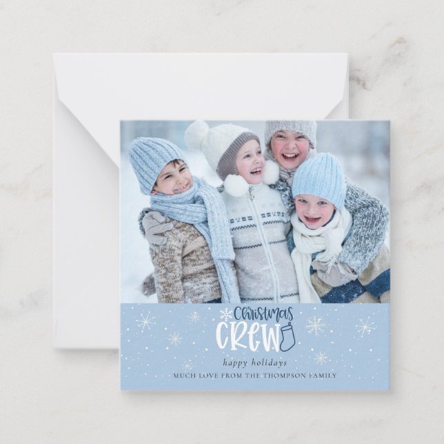 Tarjeta Pequeña NAVIDADES MINI Crew Family Foto Blue Holiday (Anverso)