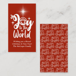 Tarjeta Pequeña Navidades Natividad Alegría Saludo rojo y blanco