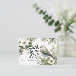 Tarjeta Pequeña Navidades personalizados Flores y Aves con todo nu