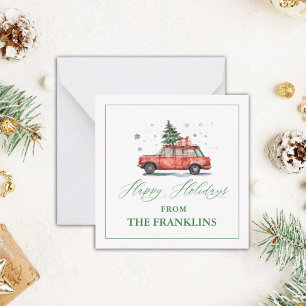 Tarjeta Pequeña Navidades personalizados Red Car con gabinete de á