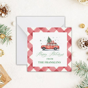 Tarjeta Pequeña Navidades personalizados Red Car con gabinete de á