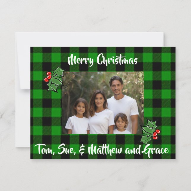 Tarjeta Pequeña Navidades planilla de fotografía holly de yeso neg (Anverso)