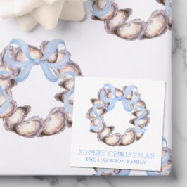 Tarjeta Pequeña Navidades Preppy Coastal Oyster Bow Wreath