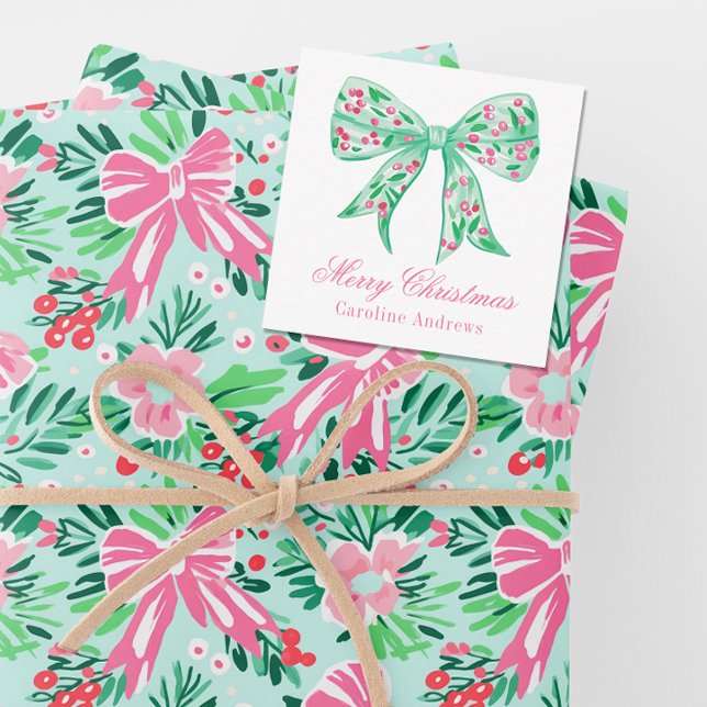 Tarjeta Pequeña Navidades rosados y verdes pregollones abren gabin (Subido por el creador)