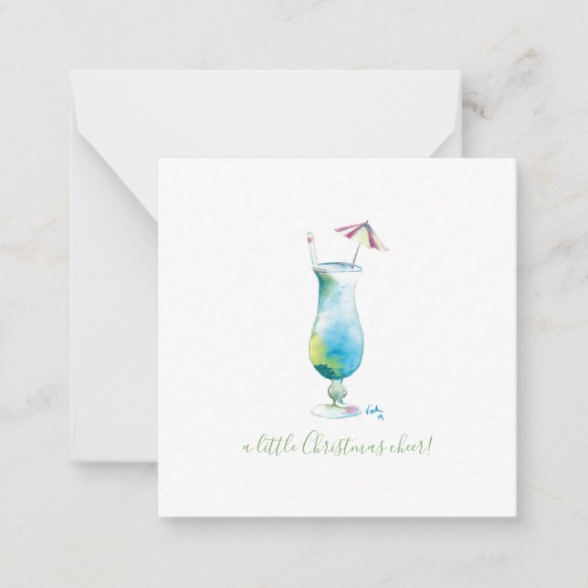 Tarjeta Pequeña Navidades saludan a Mini cóctel Holiday Blue Hawai (Anverso)