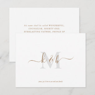 Tarjeta Pequeña Navidades simples de las escrituras de monograma d