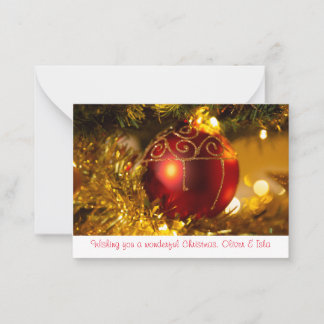 Tarjeta Pequeña Navidades tradicionales baubles cosecha de oro roj