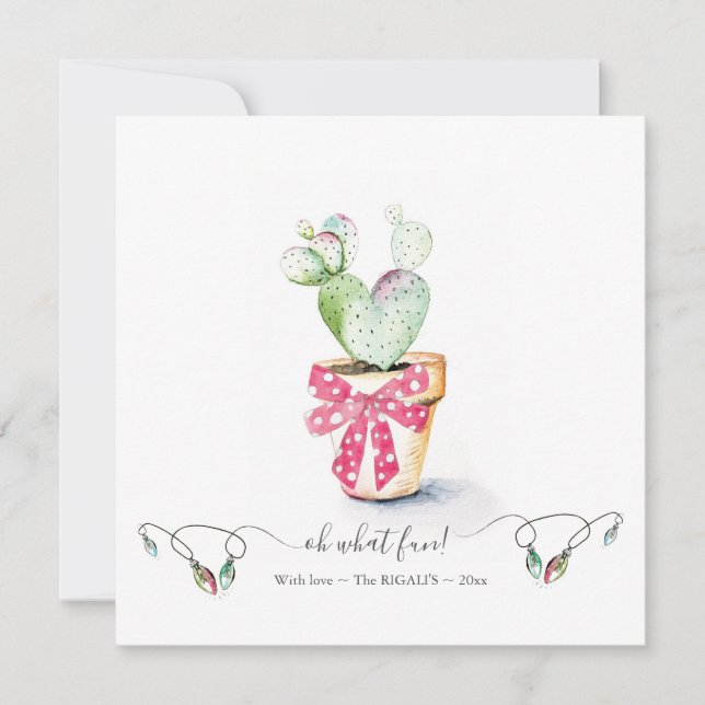 Tarjeta Pequeña Navidades únicos de cactus rojos y verdes (Anverso)
